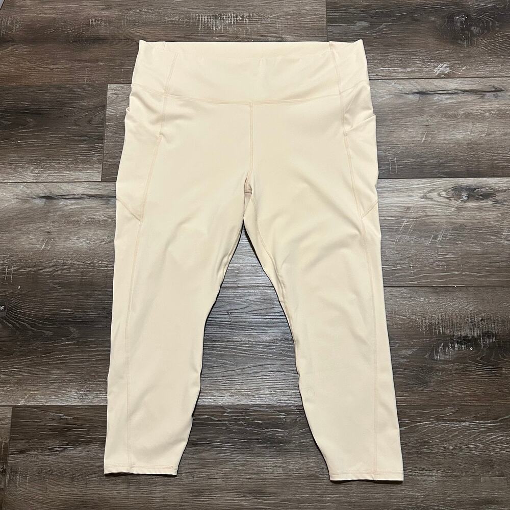 Fabletics PureLuxe High Rise Crop Leggings 4X Beige Side Pocket Yoga